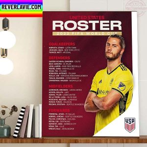 United States Roster 2022 FIFA World Cup Squad Home Decor Poster Canvas