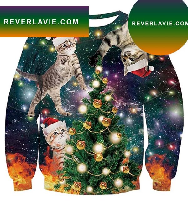 You Can Score Some Hideous  Pizza Cat Ugly Christmas Sweater
