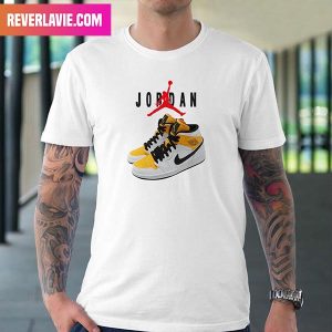 Air Jordan 1 Mid WMNS White Black University Gold Style T-Shirt