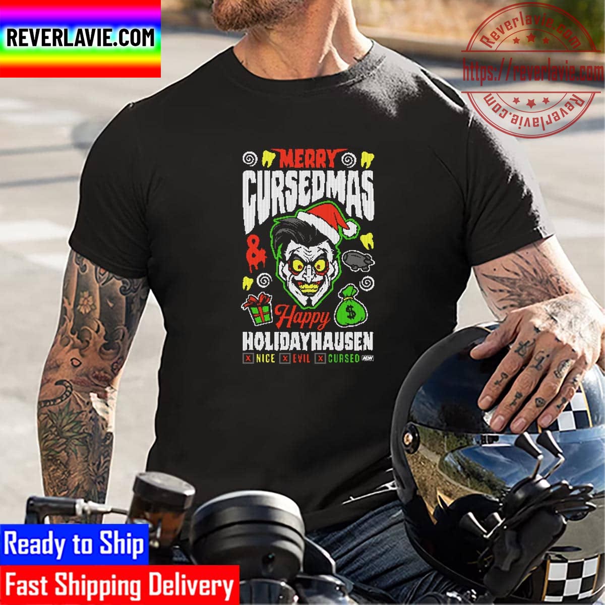 All Elite Wrestling AEW Danhausen Merry Cursedmas Holiday Unisex T-Shirt All Elite Wrestling AEW Danhausen Merry Cursedmas Holiday Unisex T-Shirt