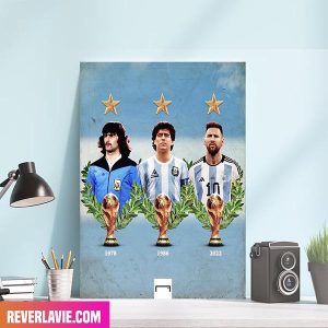 Argentina Team 1978 – 1986 – 2022 Champions Of FIFA World Cup Congratulations Canvas-Poster Decor