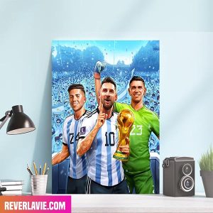 Argentina Win The FIFA World Cup 2022 Congratulations Lionel Messi Canvas-Poster Decor