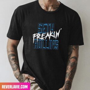 Branded Black Seth Freakin Rollins Blue Text WWE Fashion T-Shirt