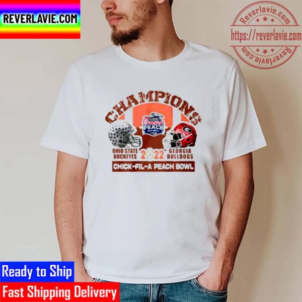 Champions Ohio State Buckeyes Vs Georgia Bulldogs 2022 Chick-Fil-A Peach Bowl Unisex T-Shirt