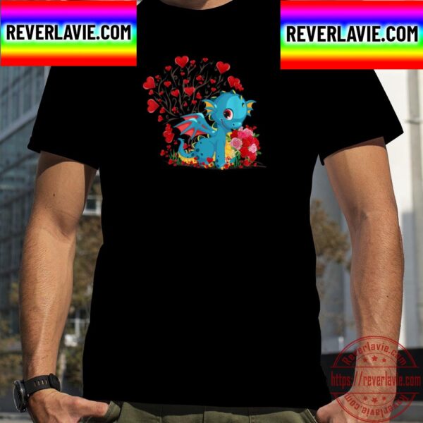 Dragon Valentines Day With Tree Hearts Valentines Day Dragon Unisex T-Shirt