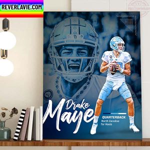 Drake Maye Quarterback North Carolina Tar Heels Home Decor Poster Canvas
