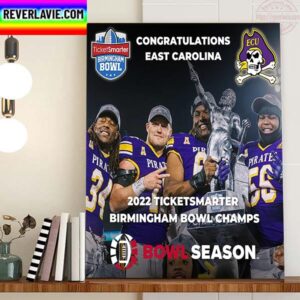 East Carolina Pirates Football 2022 TicketSmarter Birmingham Bowl Champions Home Decor Poster Canvas