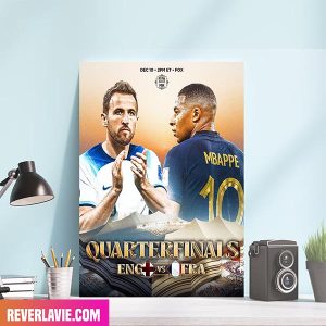 England and France Will Face Off In The Knockout Stange Of A Men FIFA World Cup Poster