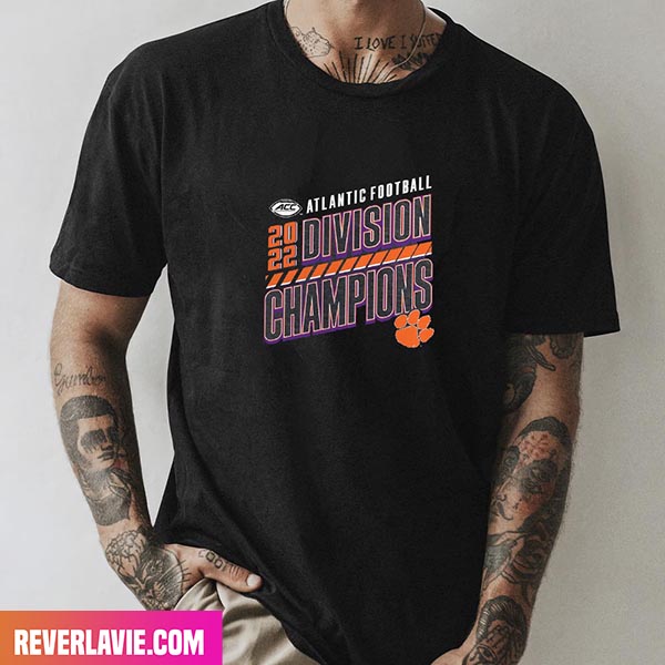 Fanatics Branded Charcoal Clemson Tigers 2022 ACC Atlantic Division Football Champions Slanted Knockout Style T-Shirt Fanatics Branded Charcoal Clemson Tigers 2022 ACC Atlantic Division Football Champions Slanted Knockout Style T-Shirt