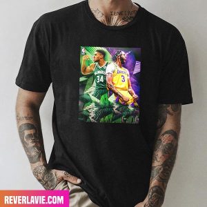 Giannis Antetokounmpo vs Anthony Davis Los Angeles Lakers x Milwaukee Bucks NBA Style T-Shirt