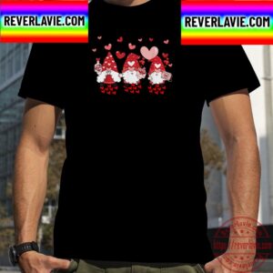 Gnome Valentines Day Three Gromies Love Hearts Unisex T-Shirt