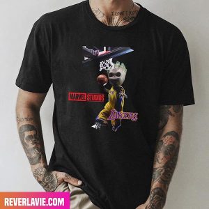 Groot x Los Angeles Lakers NBA Team Collab Marvel Studios Style T-Shirt