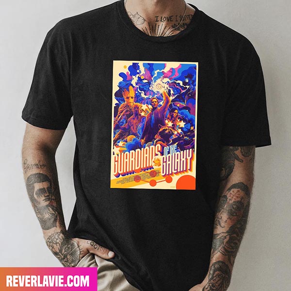 Guardians Of The Galaxy Marvel Studios Poster Movie Style T-Shirt Guardians Of The Galaxy Marvel Studios Poster Movie Style T-Shirt