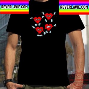 Happy Valentines Day Dancing Hearts With Sunglasses Unisex T-Shirt