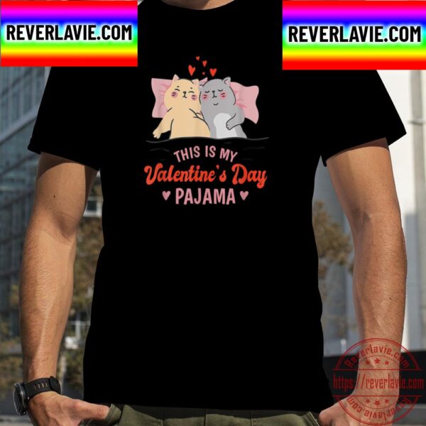 His Is My Valentines Day Pajama Cat Valentine Couple Unisex T-Shirt