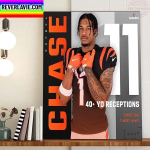 Jamarr Chase 40+ YD Receptions Cincinnati Bengals NFL Home Decor Poster Canvas