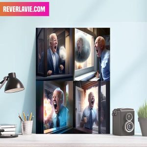 Joe Biden Screaming As He Sees A Nuclear Warhead About To Outside His Window Decor Poster