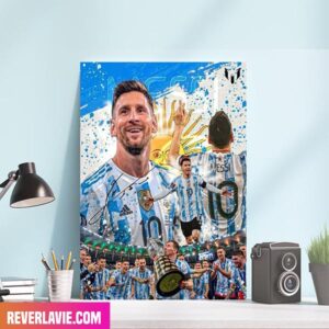 Lionel Messi – Argentina Team Winning FIFA World Cup 2022 Champions Team Home Decor Canvas-Poster