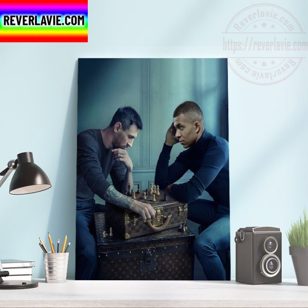 Louis Vuitton Collab Lionel Messi x Kylian Mbappe Home Decor Poster Canvas
