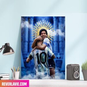 Maradona And Lionel Messi Congratulations Argentina Team To Win FIFA World Cup 2022 Home Decor Canvas-Poster