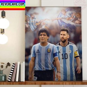 Maradona And Messi Of Argentina In FIFA World Cup Home Decor Poster Canvas