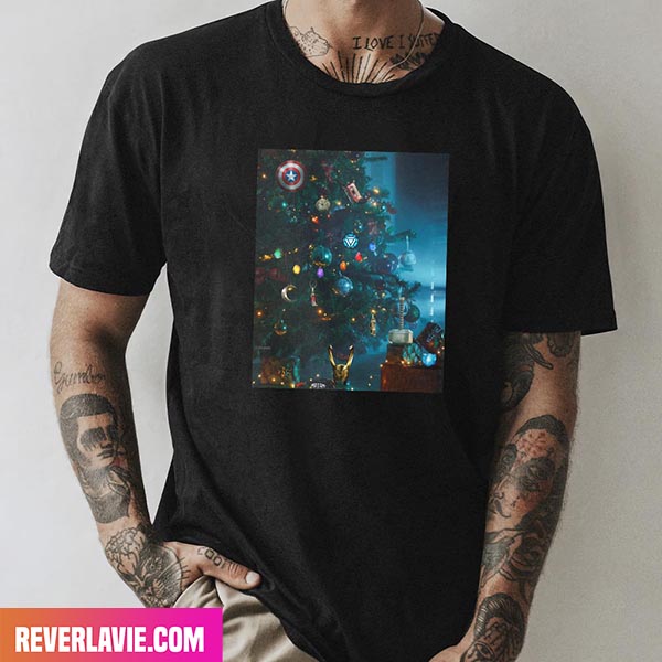 Marvel Studios Ornament Logo Decorated Christmas Tree Fashion T-Shirt Marvel Studios Ornament Logo Decorated Christmas Tree Fashion T-Shirt