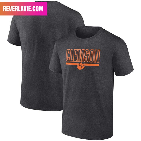 Men's Fanatics Branded Heather Charcoal Clemson Tigers Classic Inline Style T-Shirt Men's Fanatics Branded Heather Charcoal Clemson Tigers Classic Inline Style T-Shirt