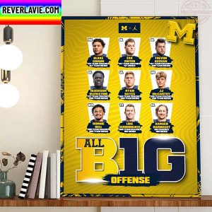 Michigan Football All Big Ten Offensive Team Home Decor Poster Canvas