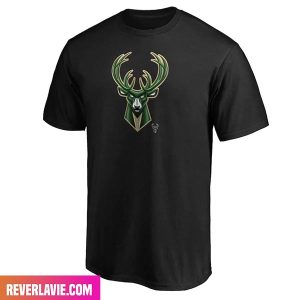 Milwaukee Bucks Fanatics Branded Black Midnight Mascot Team Style T-Shirt