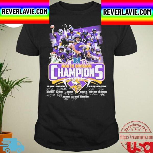 NFC North Division 2022 Champions Minnesota Vikings Signatures Unisex T-Shirt