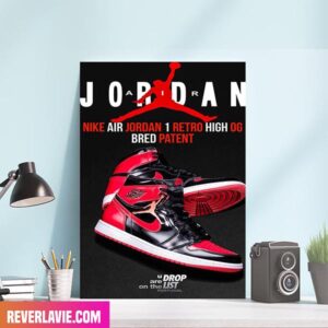 Nike Air Jordan 1 Retro High OG Bred Patent Home Decor Canvas-Poster