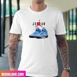 Official Look Air Jordan 5 Retro UNC Style T-Shirt