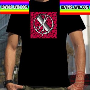 Scissor Comb Hearts Valentines Day Hair Stylist Dresser Unisex T-Shirt