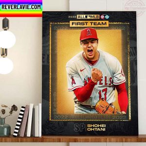 Shohei Ohtani 2022 All MLB First Team SP Rotation Los Angeles Angels Home Decor Poster Canvas