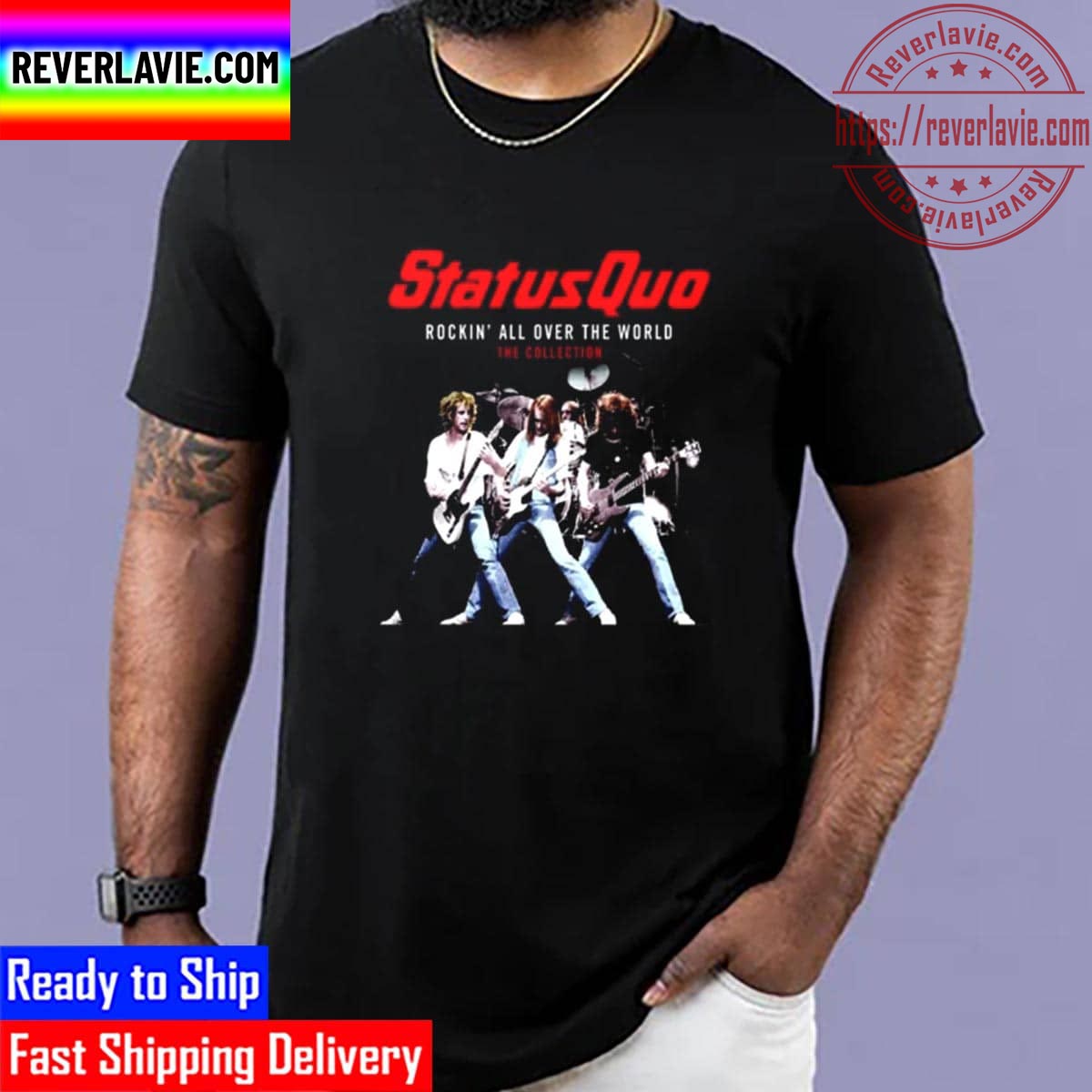 StatusQuo Red Rockin All Over The World Unisex T-Shirt StatusQuo Red Rockin All Over The World Unisex T-Shirt