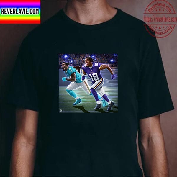 Ty Hill And Justin Jets Jefferson In The Race To The Receiving Yards Crown Unisex T-Shirt Ty Hill And Justin Jets Jefferson In The Race To The Receiving Yards Crown Unisex T-Shirt