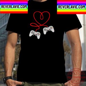 Video Gamer Valentines Day With Controllers Hear Unisex T-Shirt