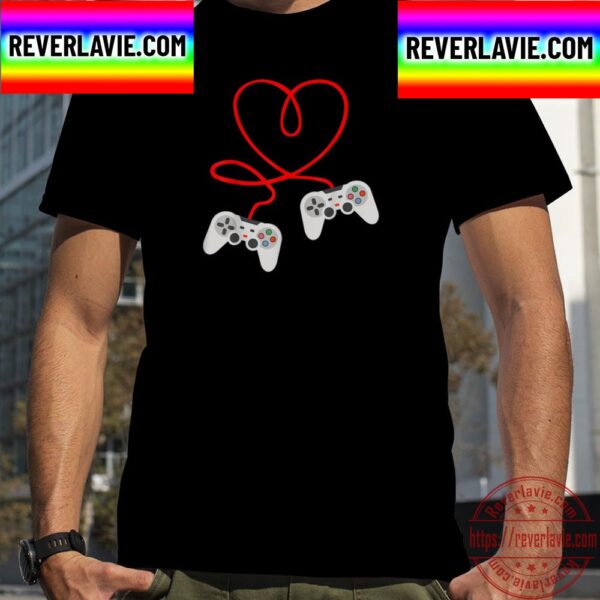 Video Gamer Valentines Day With Controllers Hear Unisex T-Shirt