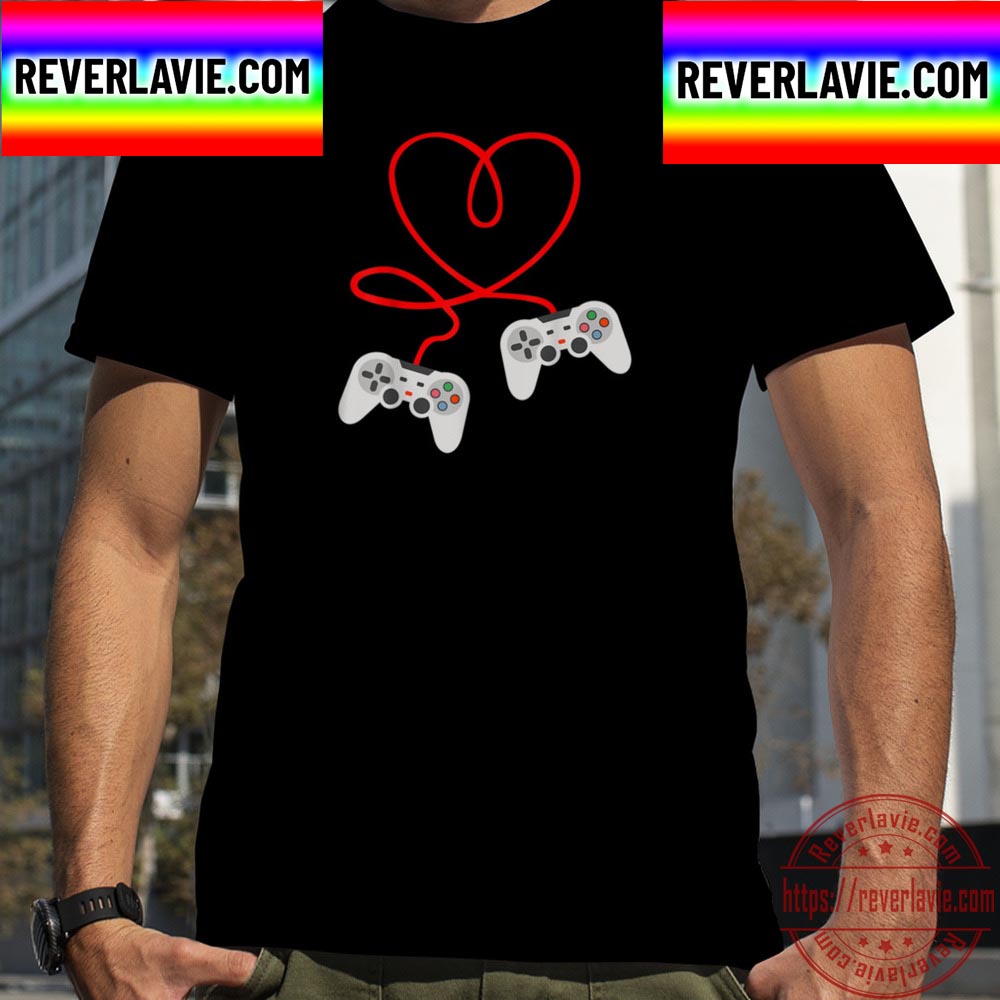 Video Gamer Valentines Day With Controllers Hear Unisex T-Shirt Video Gamer Valentines Day With Controllers Hear Unisex T-Shirt