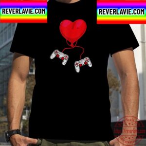 Video Gamer Valentines Day With Controllers Heart Unisex T-Shirt