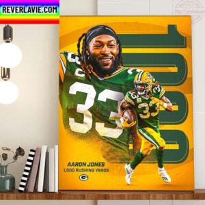 Aaron Jones 1000 Rushing Yards In Career With Green Bay Packers NFL Home Decor Poster Canvas