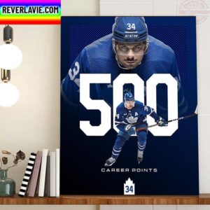 Auston Matthews 500 Career Points NHL For Toronto Maple Leafs Home Decor Poster Canvas