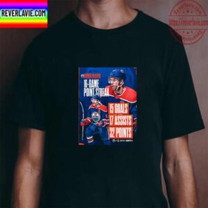 Connor McDavid 16 Game Point Streak With Edmonton Oilers In NHL Unisex T-shirt