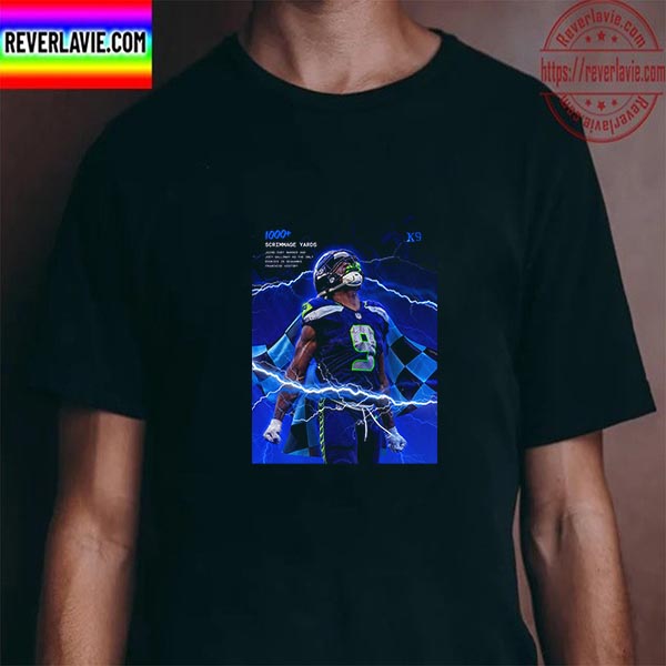 Kenneth Walker III 1000+ Scrimmage Yards With Seattle Seahawks In NFL Unisex T-Shirt Kenneth Walker III 1000+ Scrimmage Yards With Seattle Seahawks In NFL Unisex T-Shirt