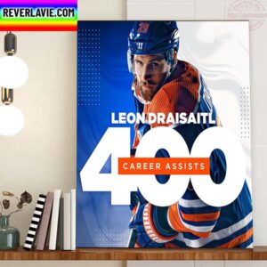 Leon Draisaitl 400 Career NHL Assists For Edmonton Oilers Home Decor Poster Canvas