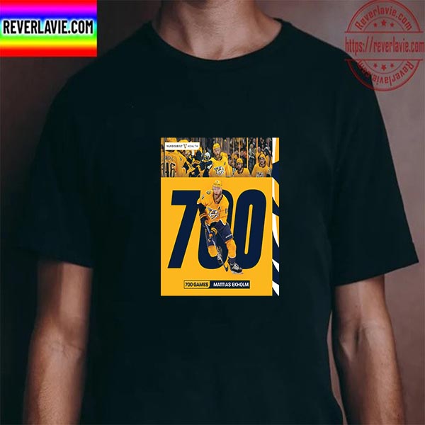 Mattias Ekholm 700 Games NHL For Nashville Predators Unisex T-shirt Mattias Ekholm 700 Games NHL For Nashville Predators Unisex T-shirt