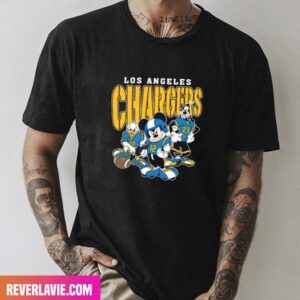 Mickey Donald Duck And Goofy Football Team Los Angeles Chargers Style T-Shirt