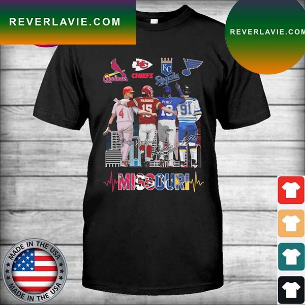 Missouri Sport City Yadier Molina Patrick Mahomes II Salvador P?rez and Vladimir Tarasenko signatures T-shirt Missouri Sport City Yadier Molina Patrick Mahomes II Salvador P?rez and Vladimir Tarasenko signatures T-shirt