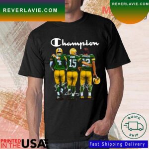 Official Champion Green Bay Packers Starr 15 Rodgers 12 Favre 4 Signatures 2023 T-Shirt