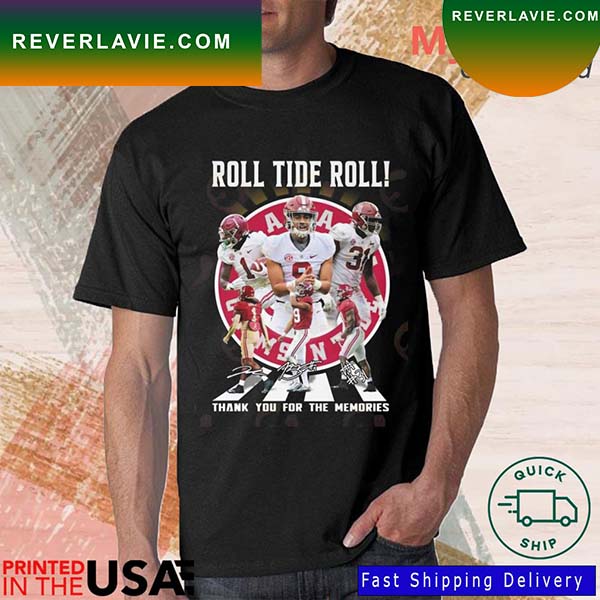 Roll Tide Roll Alabama Crimson Tide Thank You For The Memories Signatures T-Shirt Roll Tide Roll Alabama Crimson Tide Thank You For The Memories Signatures T-Shirt